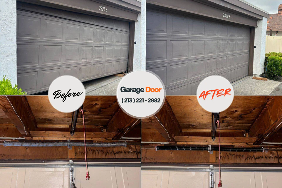 Before and after: garage door repair Litchfield Beach, SC
